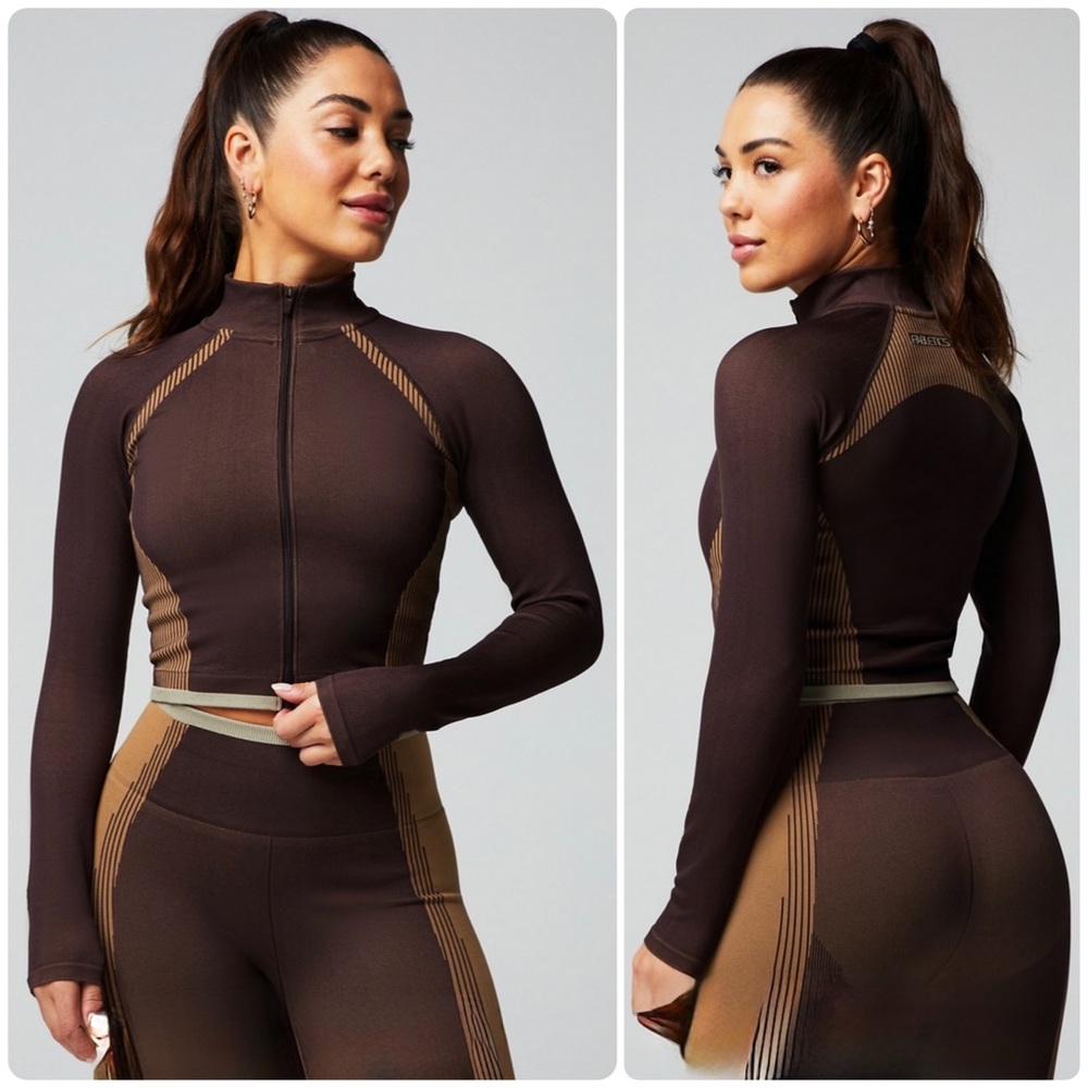 NEW Fabletics Seamless Fusion Jacket Cacao/Quicksand/Cream Froth Small SOLD OUT!